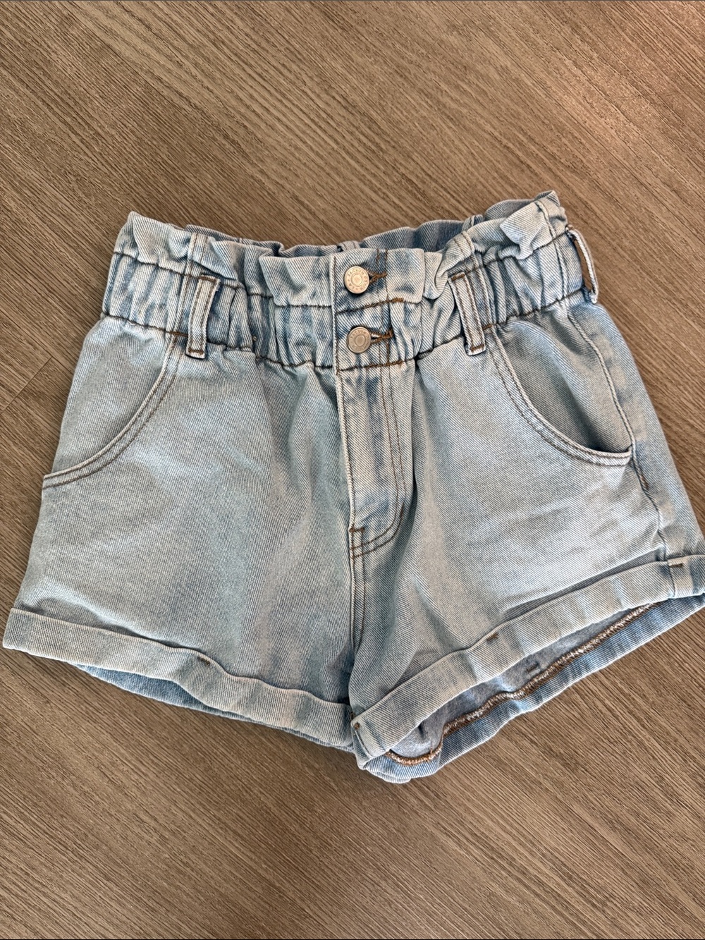 Pacsun Light Blue Denim Paperbag Waist Women's Shorts